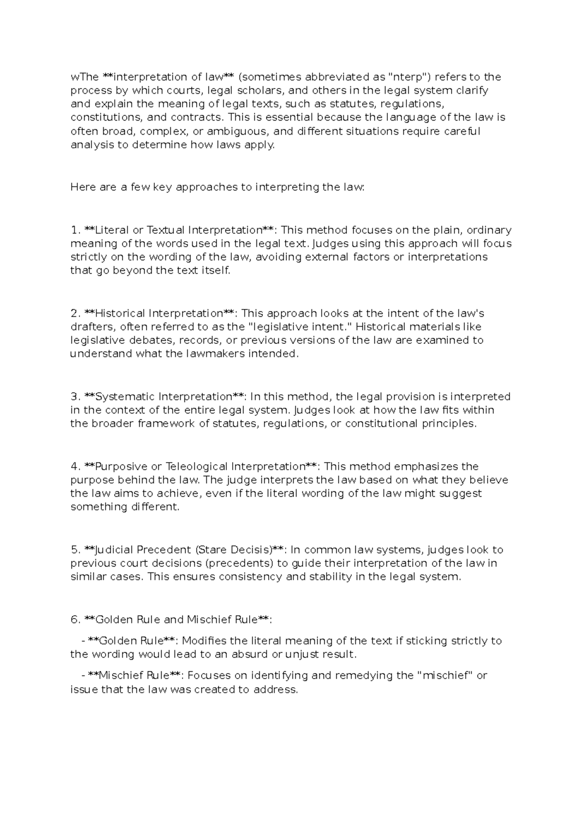 Consti law - VERY HELPFUL - wThe interpretation of law (sometimes ...
