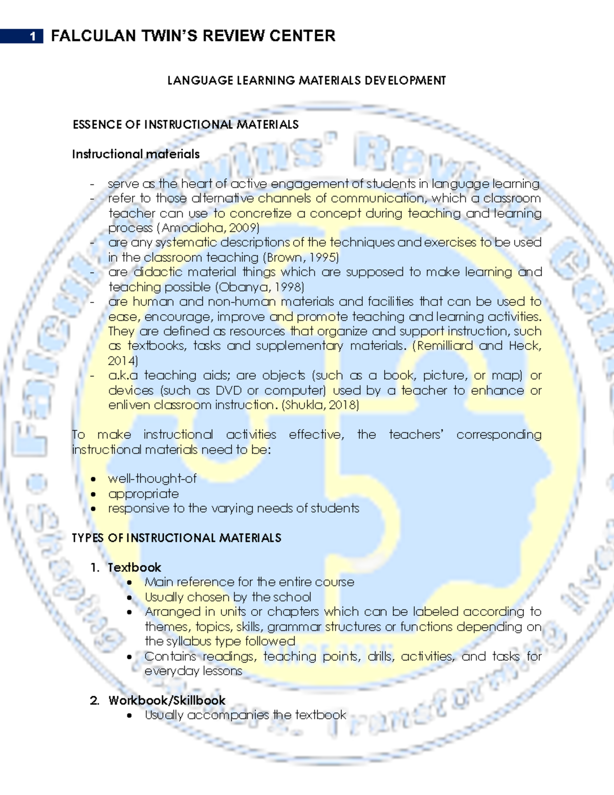 Language Learning Materials Development Handout LANGUAGE LEARNING