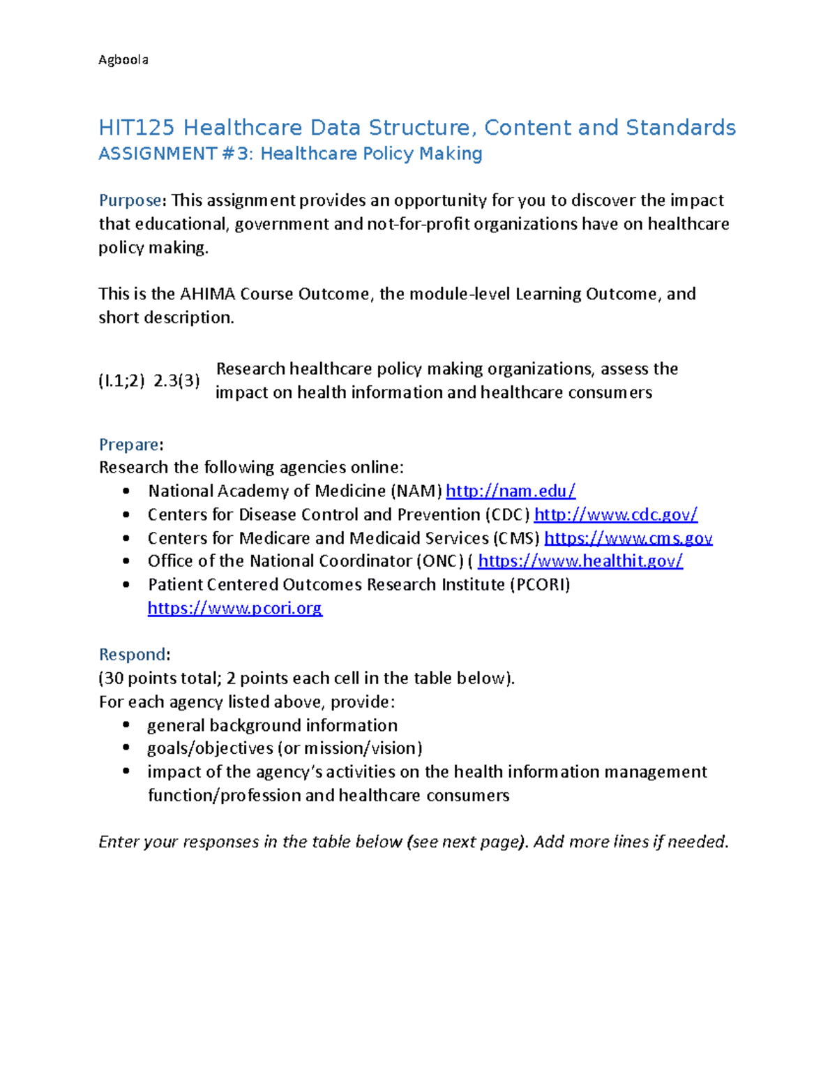 2.3 Healthcare Policy Making assignment - HIT125 Healthcare Data ...