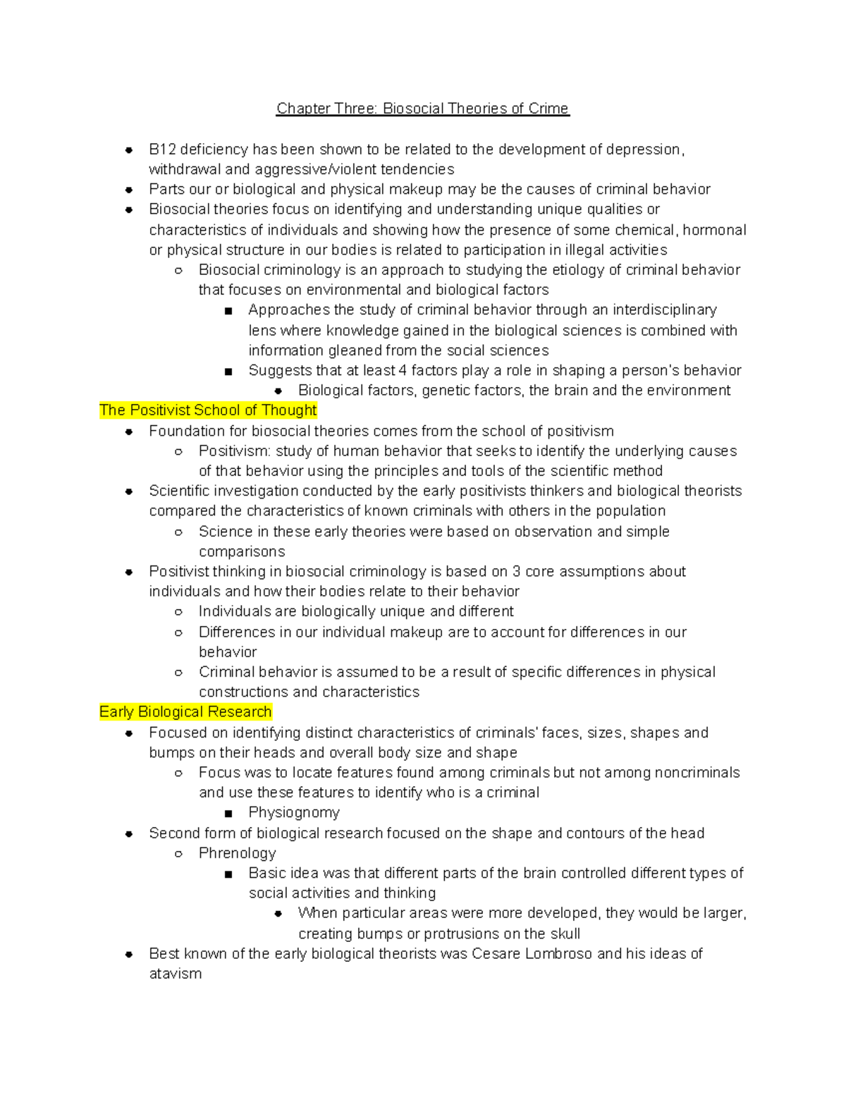 Crim Theory Ch3 Pt1 Notes From Criminological Theories Chapter 3 Part 1 Chapter Three 6857