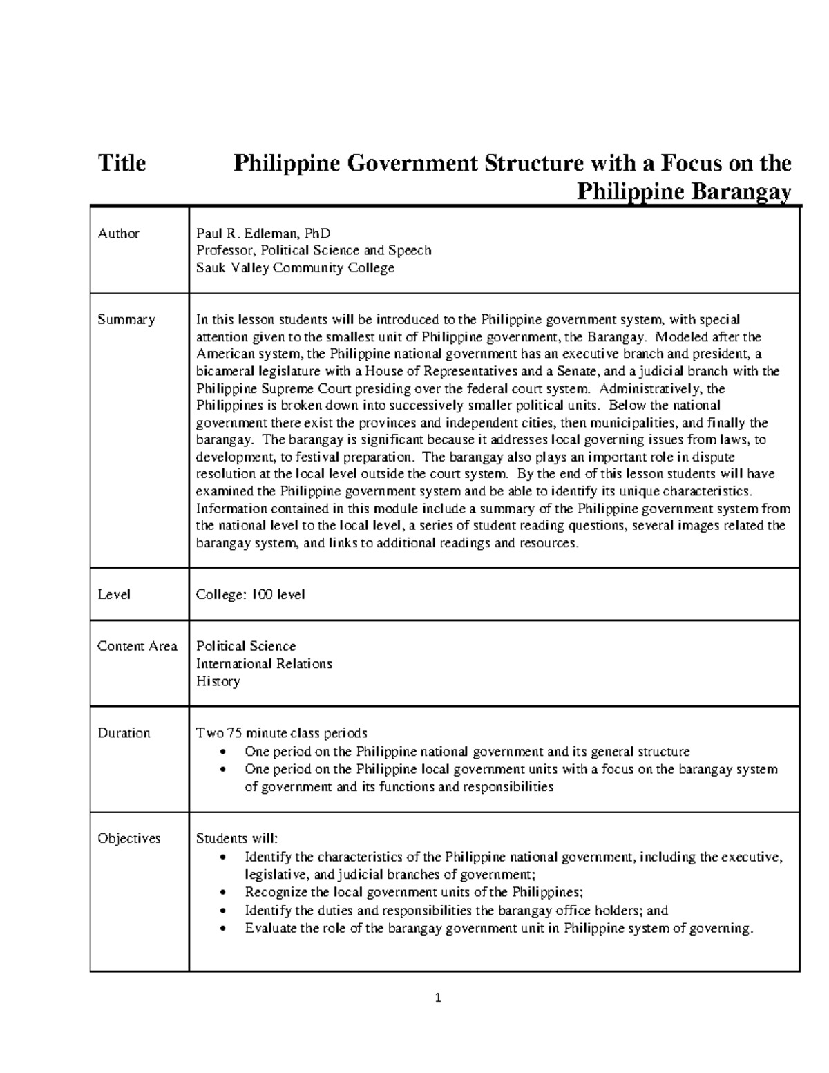 paragraph essay about the philippine political structure