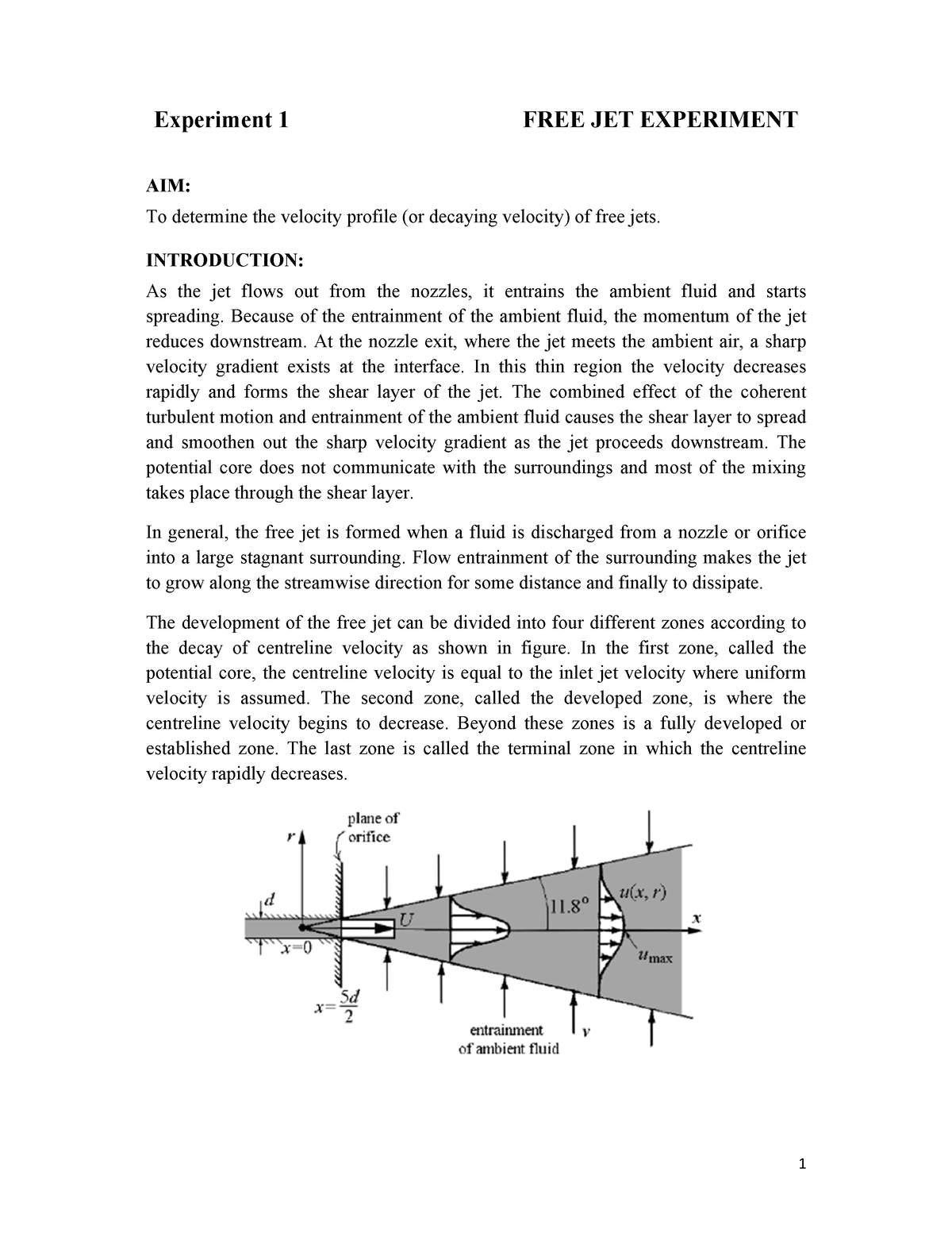 free jet experiment