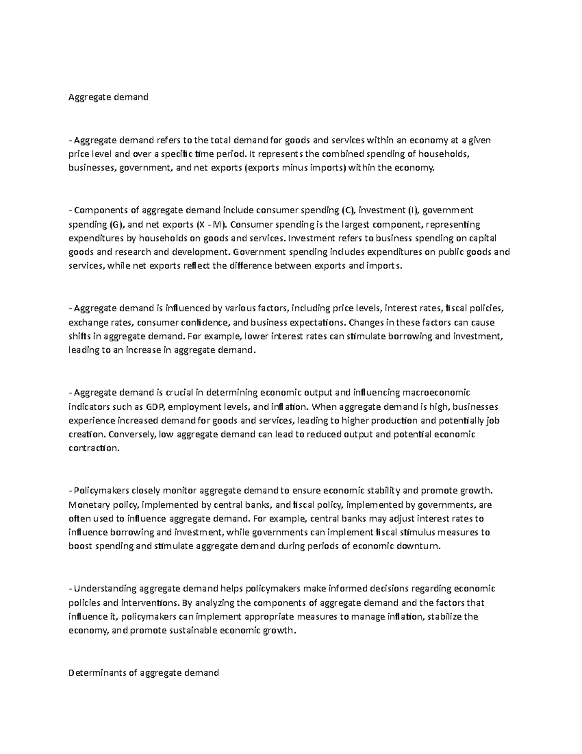 Aggregate demand - Aggregate demand Aggregate demand refers to the ...