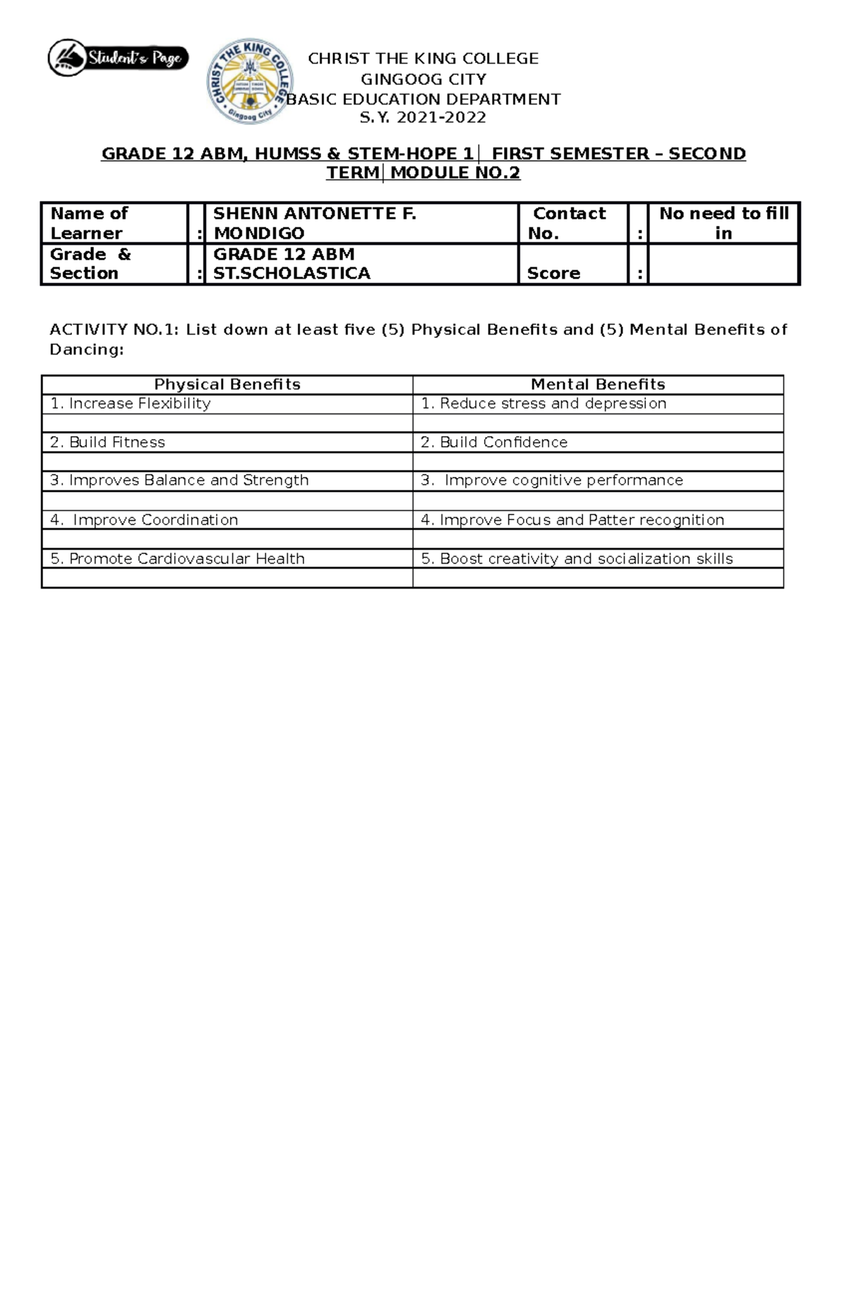 Hope 2 Module 2- Activity No - Copy - BS Accountancy - Studocu