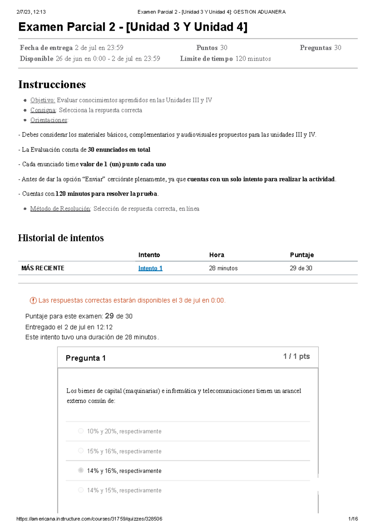 Examen Parcial 2 - [Unidad 3 Y Unidad 4] Gestion Aduanera - Examen ...