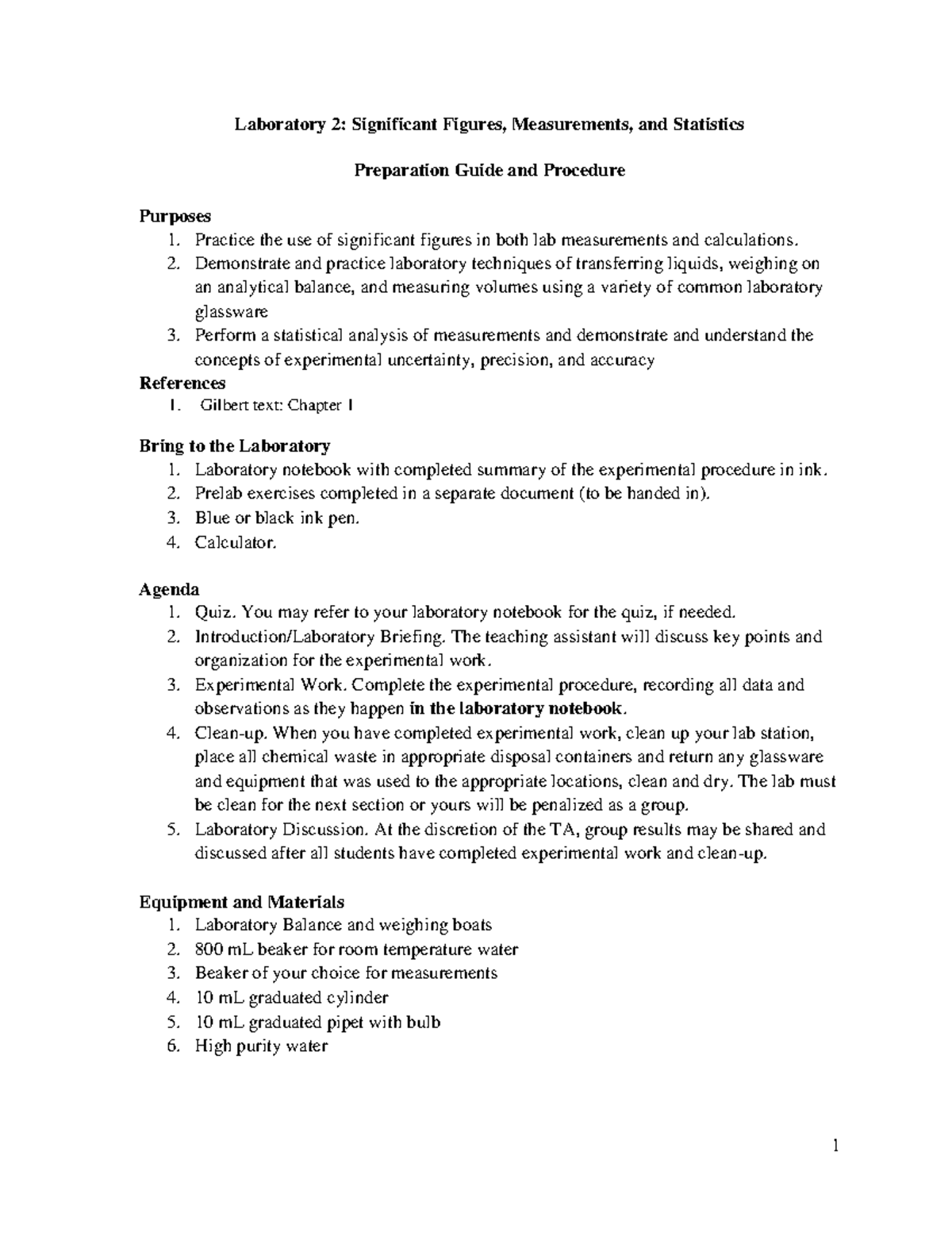 Lab 02 Sigfigs, Measurements, And Statistics Instructions - Laboratory ...