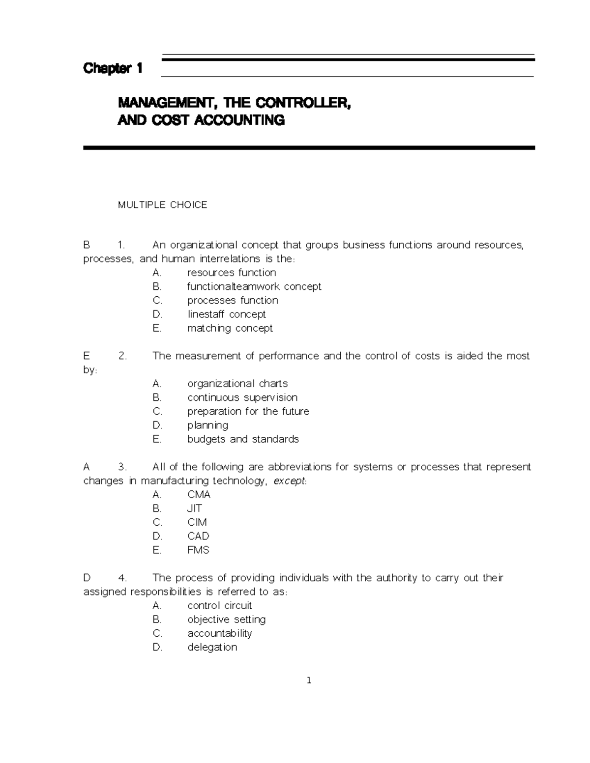Ch01 - Financial Management - Chapter 1 MANAGEMENT, THE CONTROLLER, AND ...