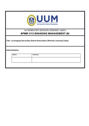 BPMM3113 Assignment Guidelines - SBM, UUM Chapter 7,8,12,13,14, Final ...