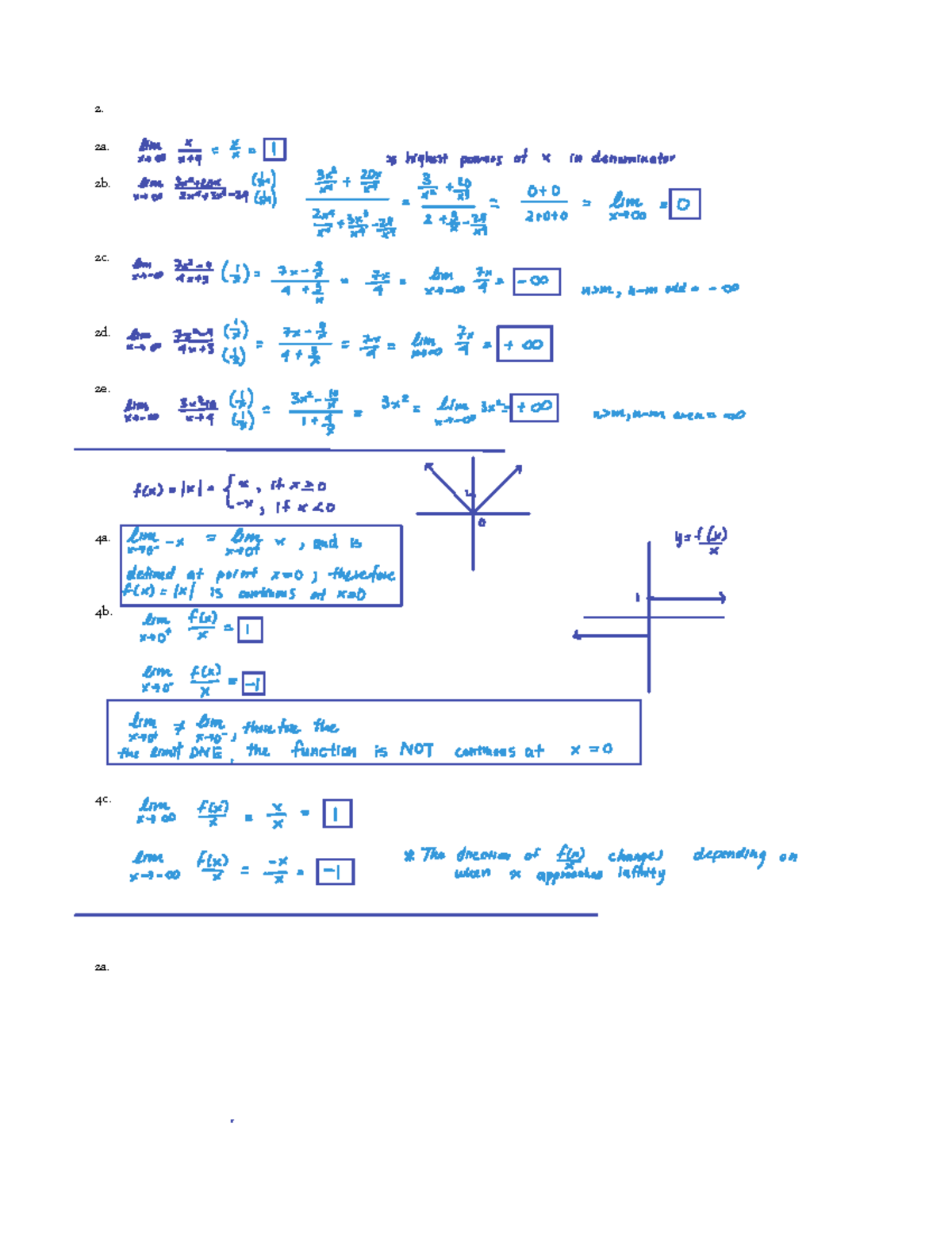 Homework MATH31A - Hw2 - 2. 2a. lim x I highest powers of x in ...