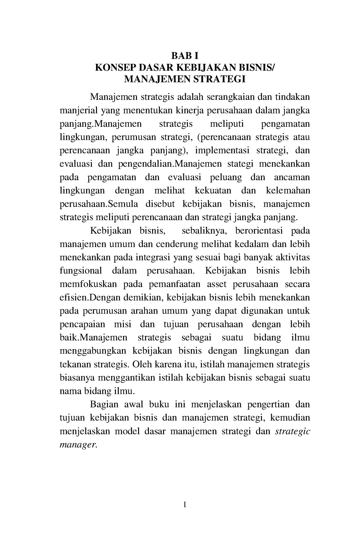 1 . Manajemen Strategi - BAB I KONSEP DASAR KEBIJAKAN BISNIS/ MANAJEMEN ...