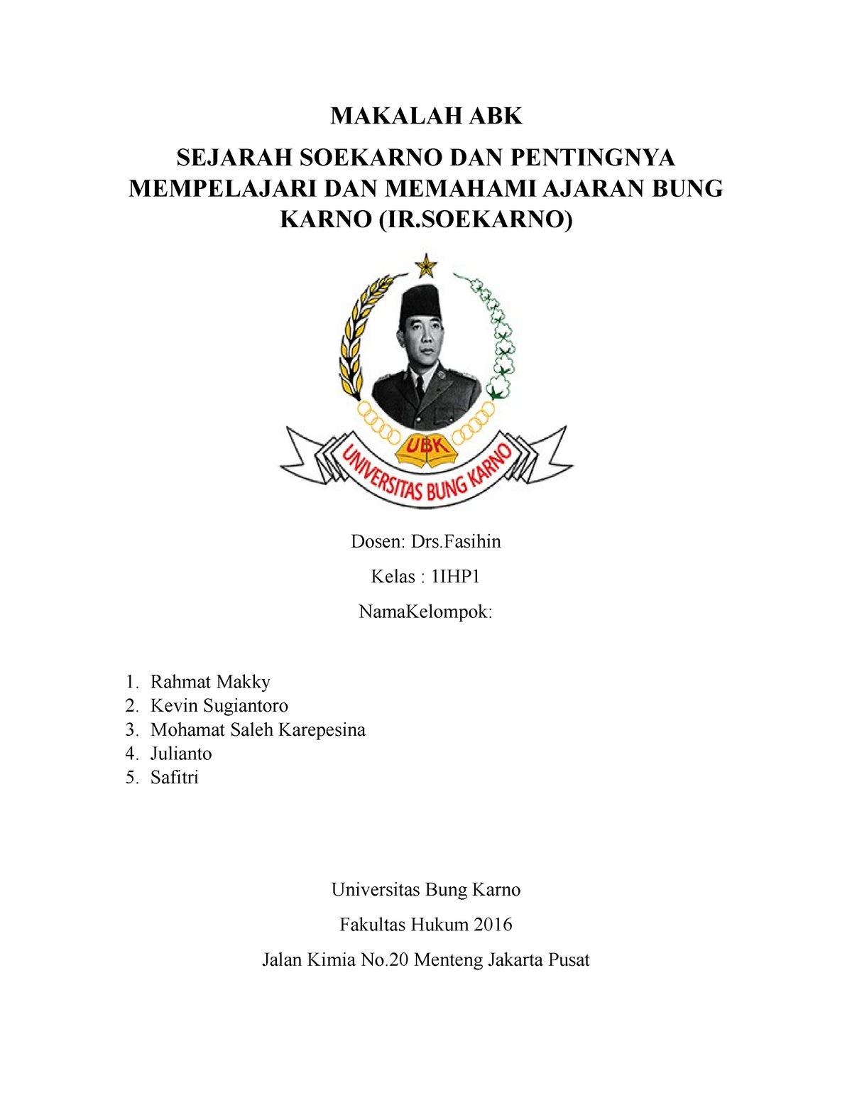 Makalah ABK pentingnya memahami ajaran soekarno semester 1 - MAKALAH