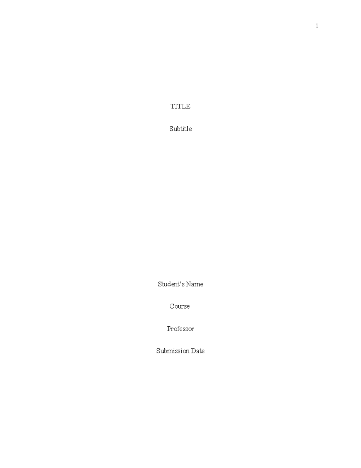 Chicago Sample - Tutorial for writing - TITLE Subtitle Student’s Name ...