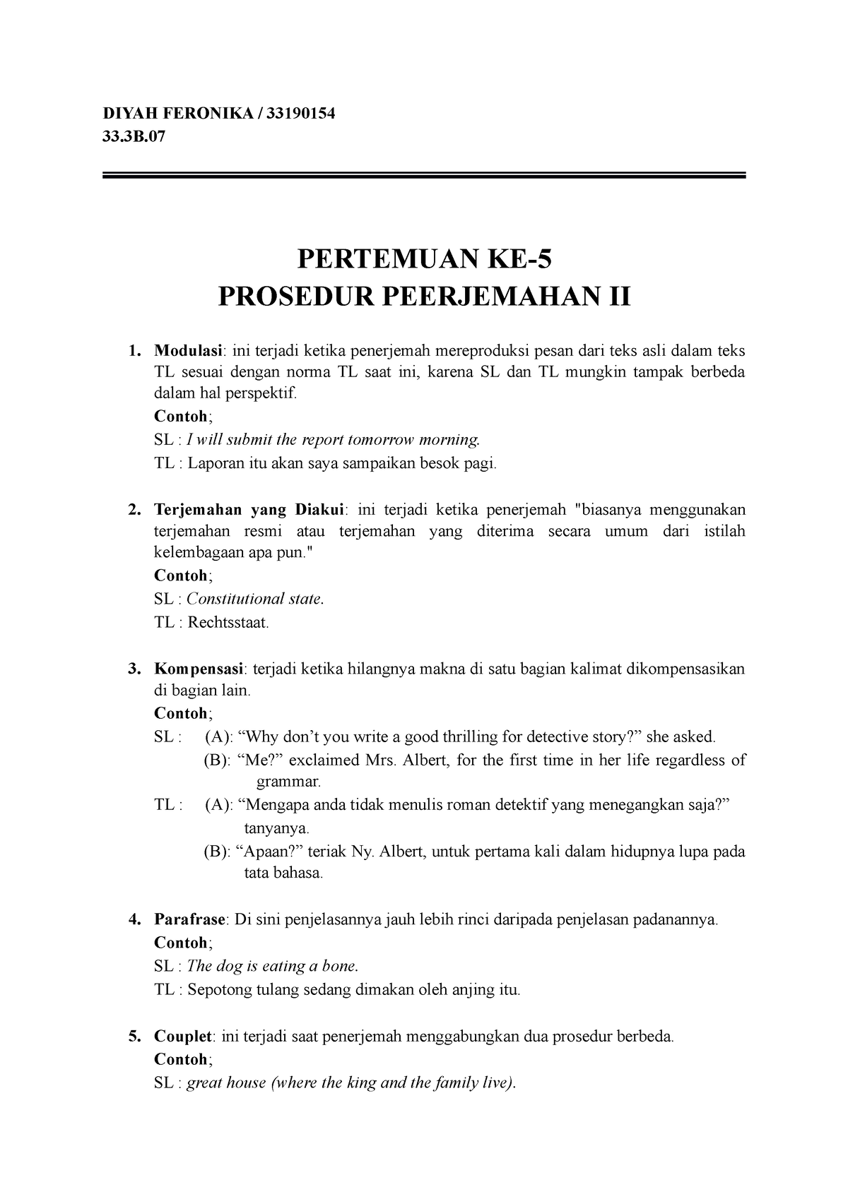 Prosedur Penerjemahan Bagian 2 - DIYAH FERONIKA / 33190154 33 ...