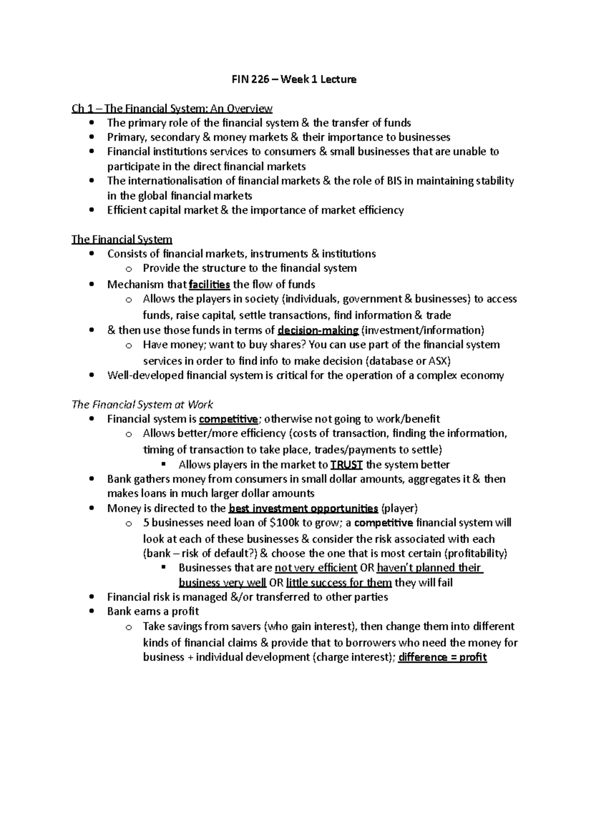 FIN 226 - Week 1 Lecture - FIN 226 – Week 1 Lecture Ch 1 – The ...