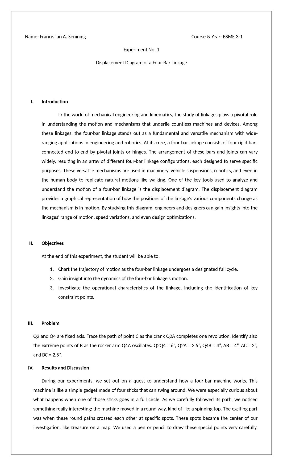 Machine Elements - Name: Francis Ian A. Senining Course & Year: BSME 3 ...