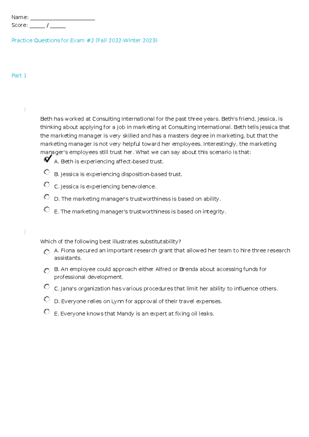 Practice+Questions+for+Exam+ 2 - Name: _________________________ Score ...