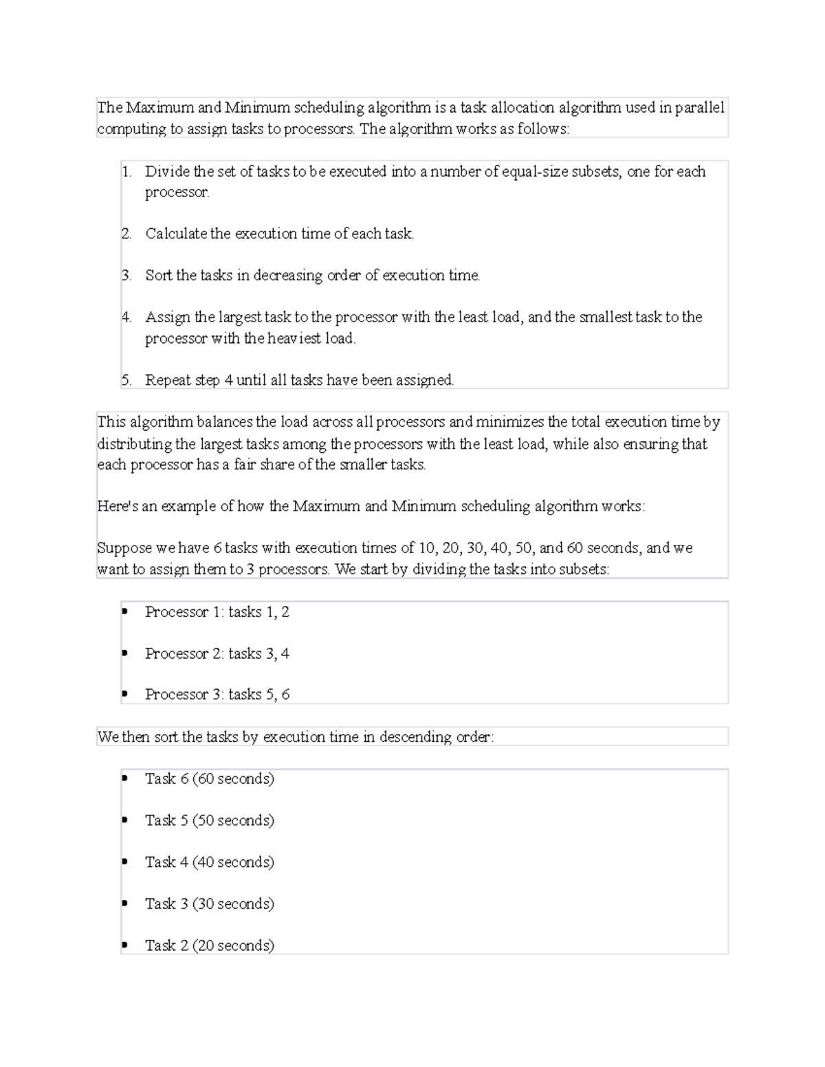 The Maximum and Minimum scheduling algorithm is a task allocation ...