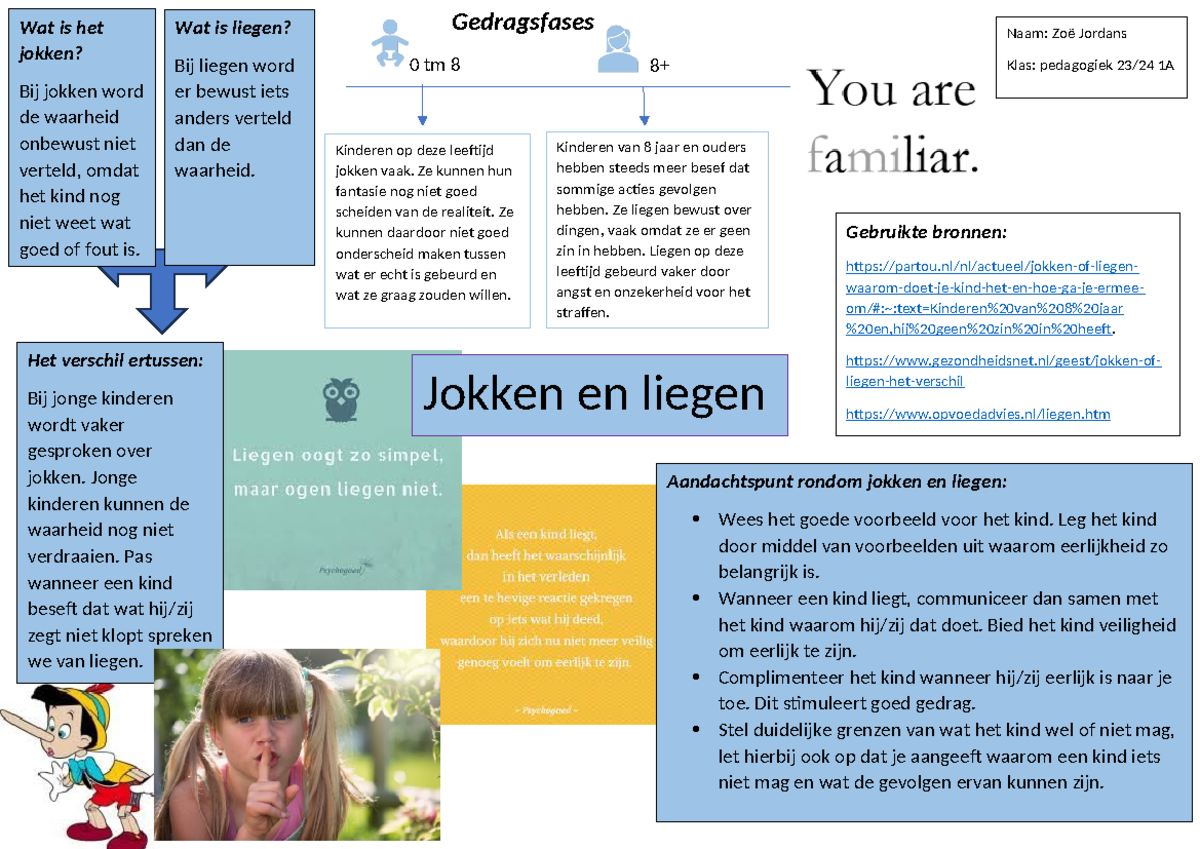 Voorbereiding les 2 pedagogiek - Gedragsfases Jokken en liegen Wat is