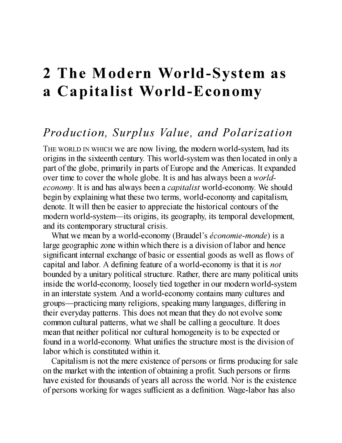 Week 3 World-Systems Analysis An Introduction By Wallerstein Immanuel ...