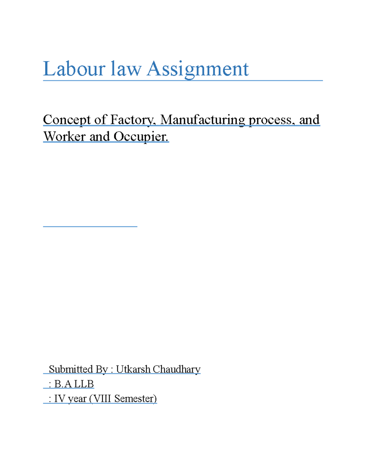 labour law topics for assignment