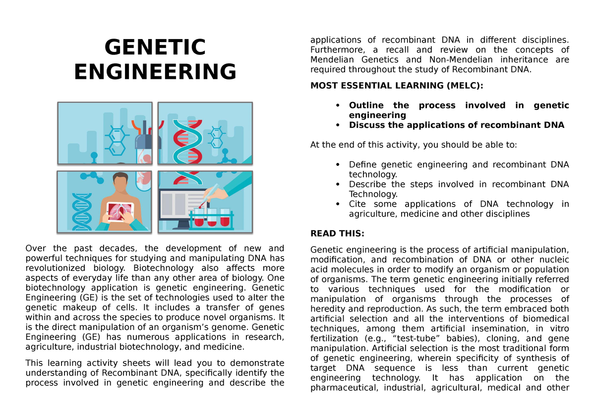 STEM GENERAL BIOLOGY 2_ NOTES 01 Genetic Engineering - GENETIC ...