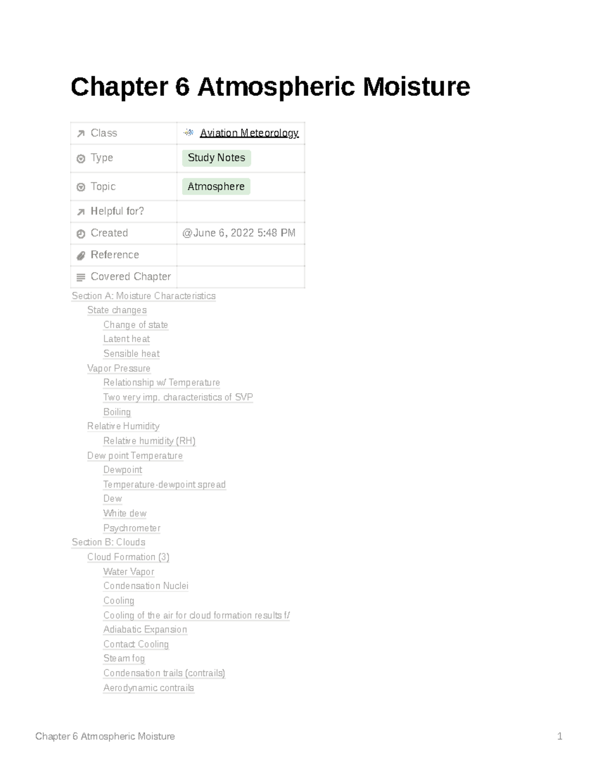 Chapter 6 Atmospheric Moisture Chapter 6 Atmospheric Moisture Class 