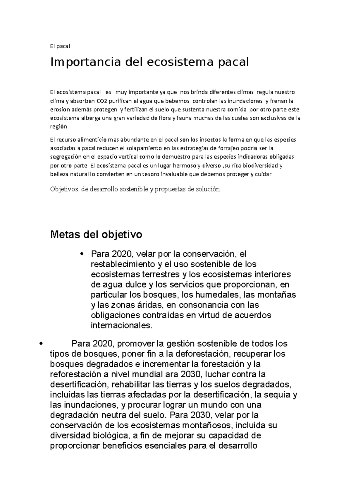 El pacal ecosistema - organizador visual - El pacal Importancia del ...