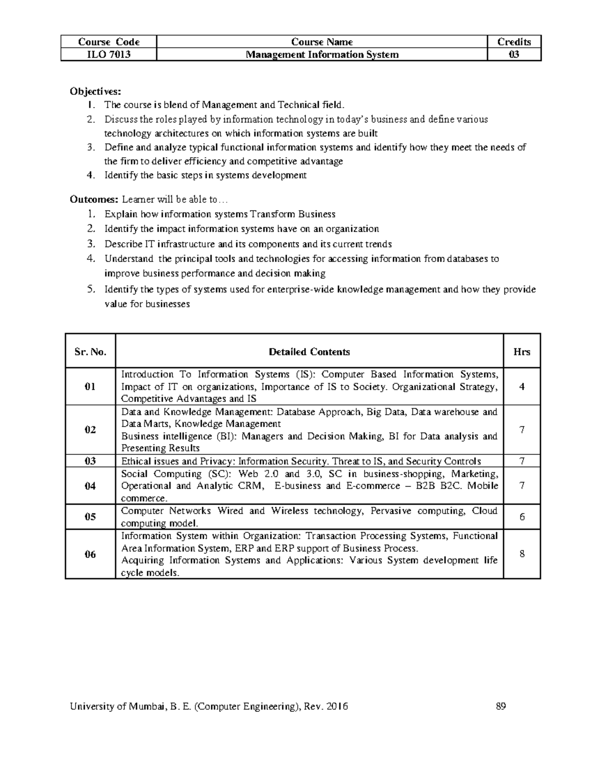 TE Engg Cbcgs Syllabus University of Mumbai, B. E.