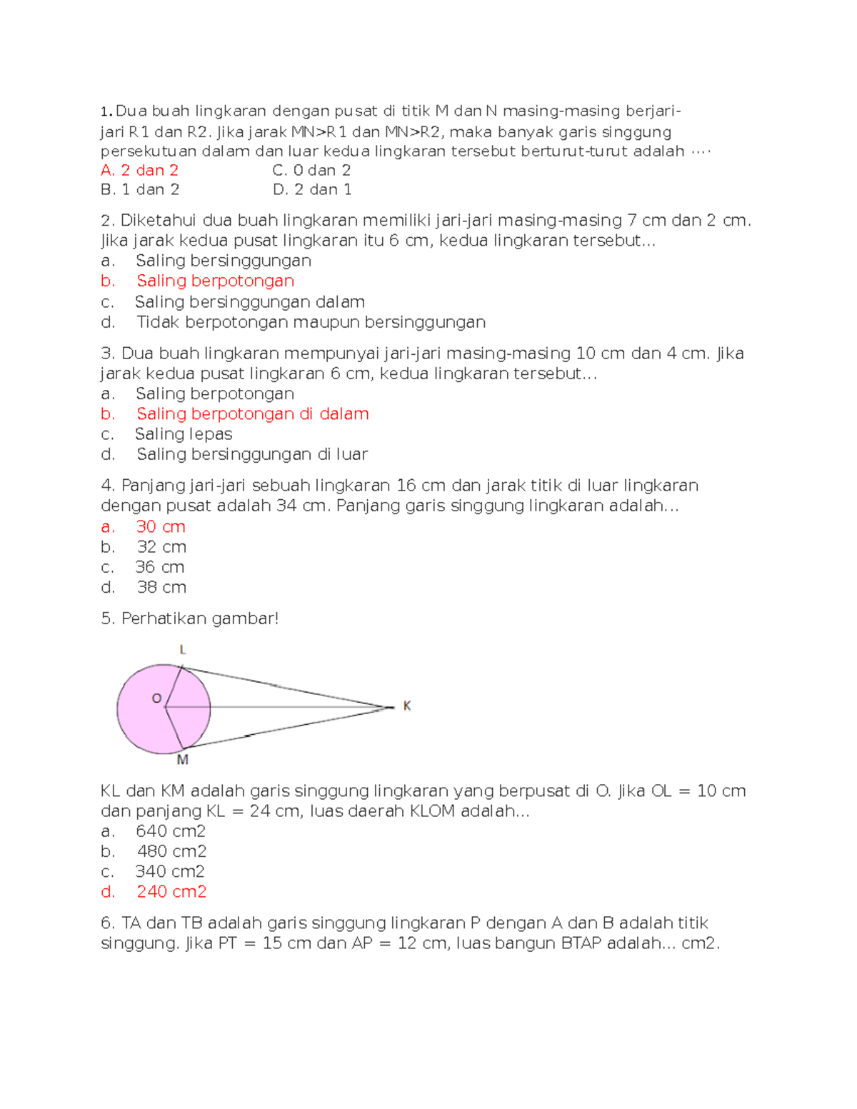 8 MTK - Lingkaran DAN Garis Singgung Lingkaran - 1. Dua Buah Lingkaran ...