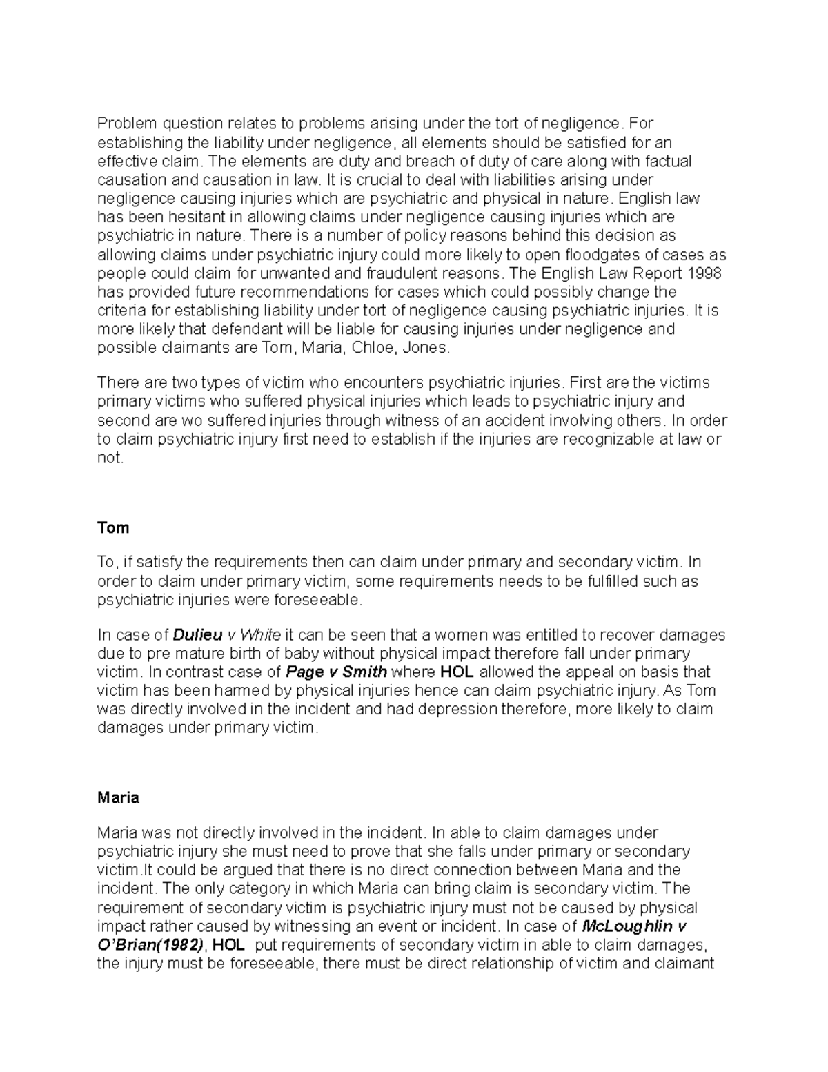 Tort exam - Tort Exam May 2022 Questions and Answers - Problem question ...