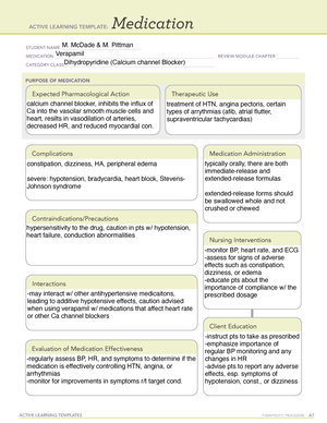 Hydralazine - ACTIVE LEARNING TEMPLATES TherapeuTic procedure A ...