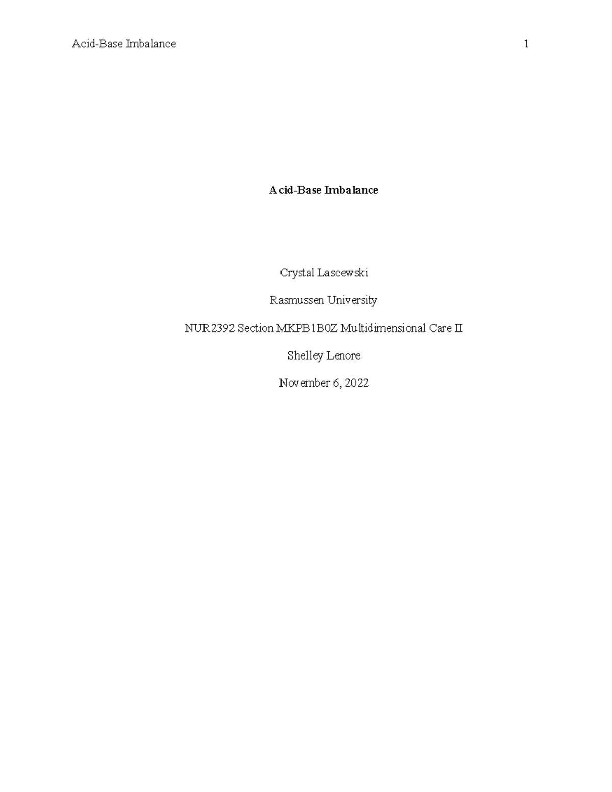 Module 05 Written Assignment – Acid-Base Imbalance 11 - Acid-Base ...