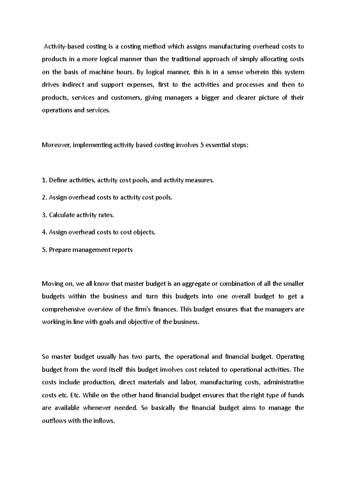 Flexible Budget Managerial Accounting 2 Activity Based Costing Is A Costing Method Which Flexible Budget Managerial Accounting 2 Activity Based Costing Is A Costing Method Which