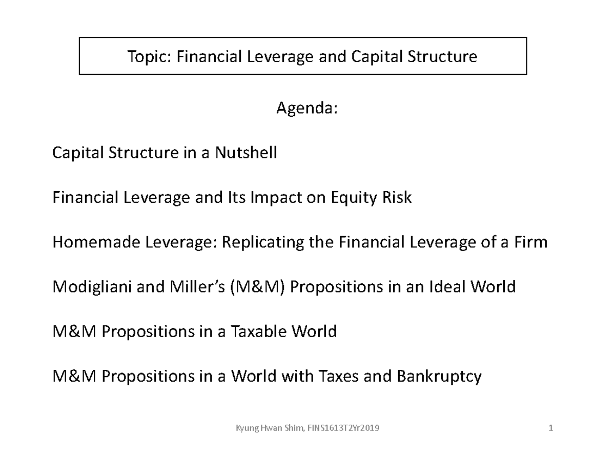 Financial Leverage And Capital Structure - Financial Leverage:the ...