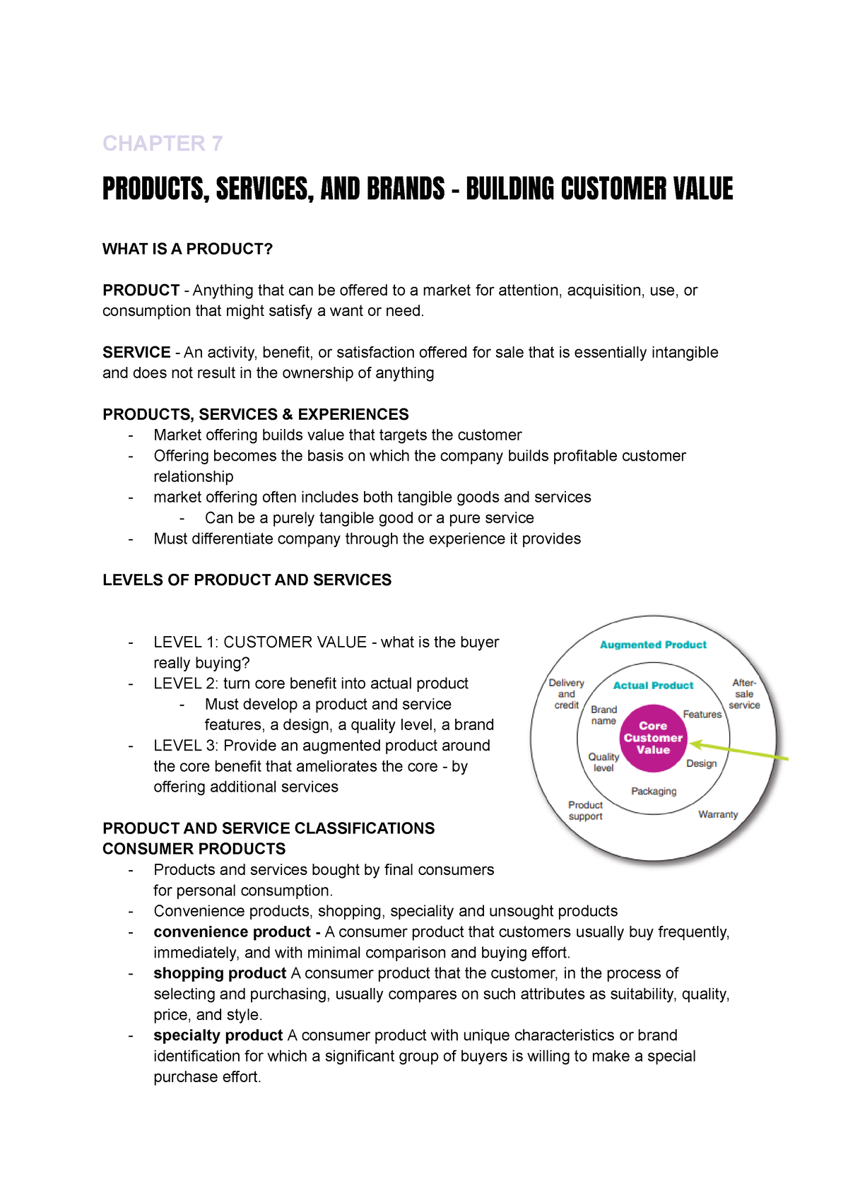 BUSI2204 - Chapter 7 - Marketing : An Introduction - CHAPTER 7 PRODUCTS ...