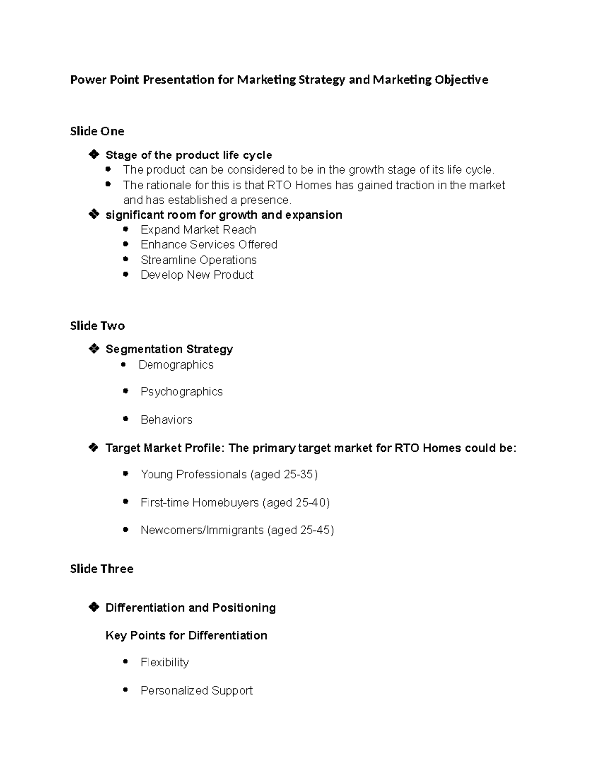 Power Point Presentation for Marketing Strategy and Marketing Objective ...