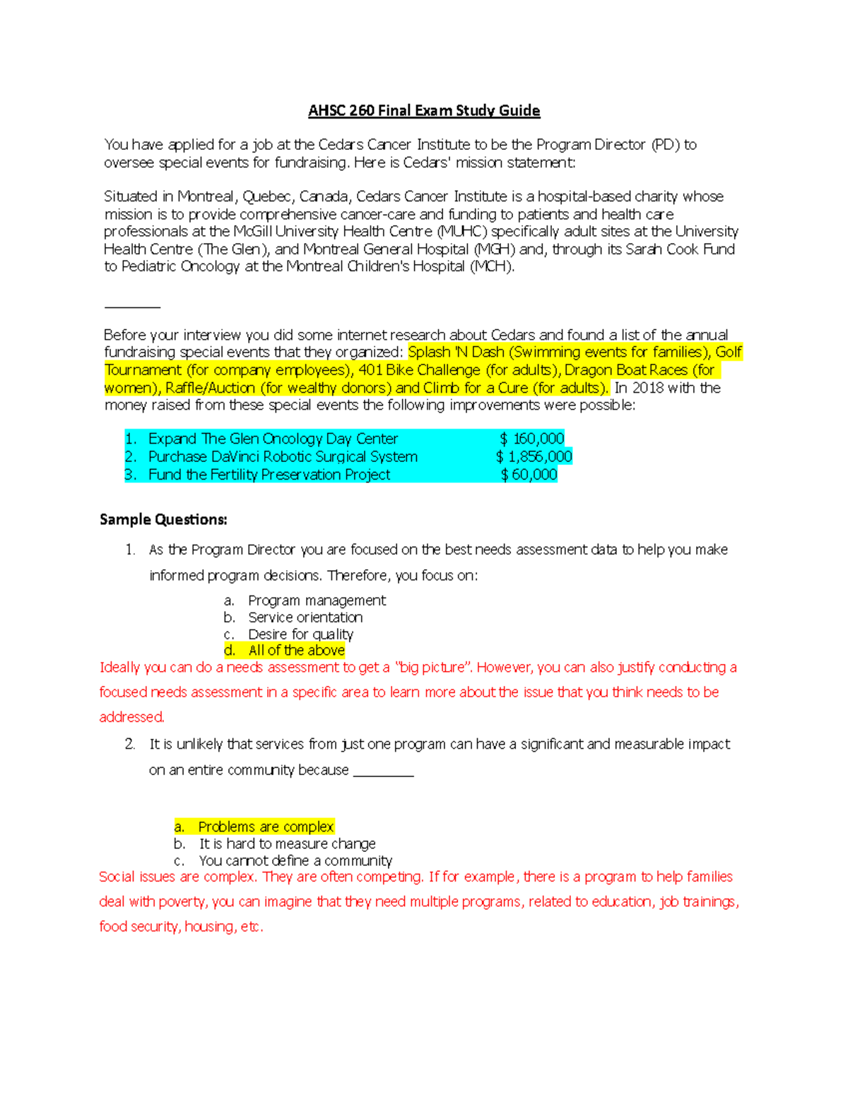 Final Exam Practice Questions Fall 2022 WITH ANSWERS - AHSC 260 Final ...