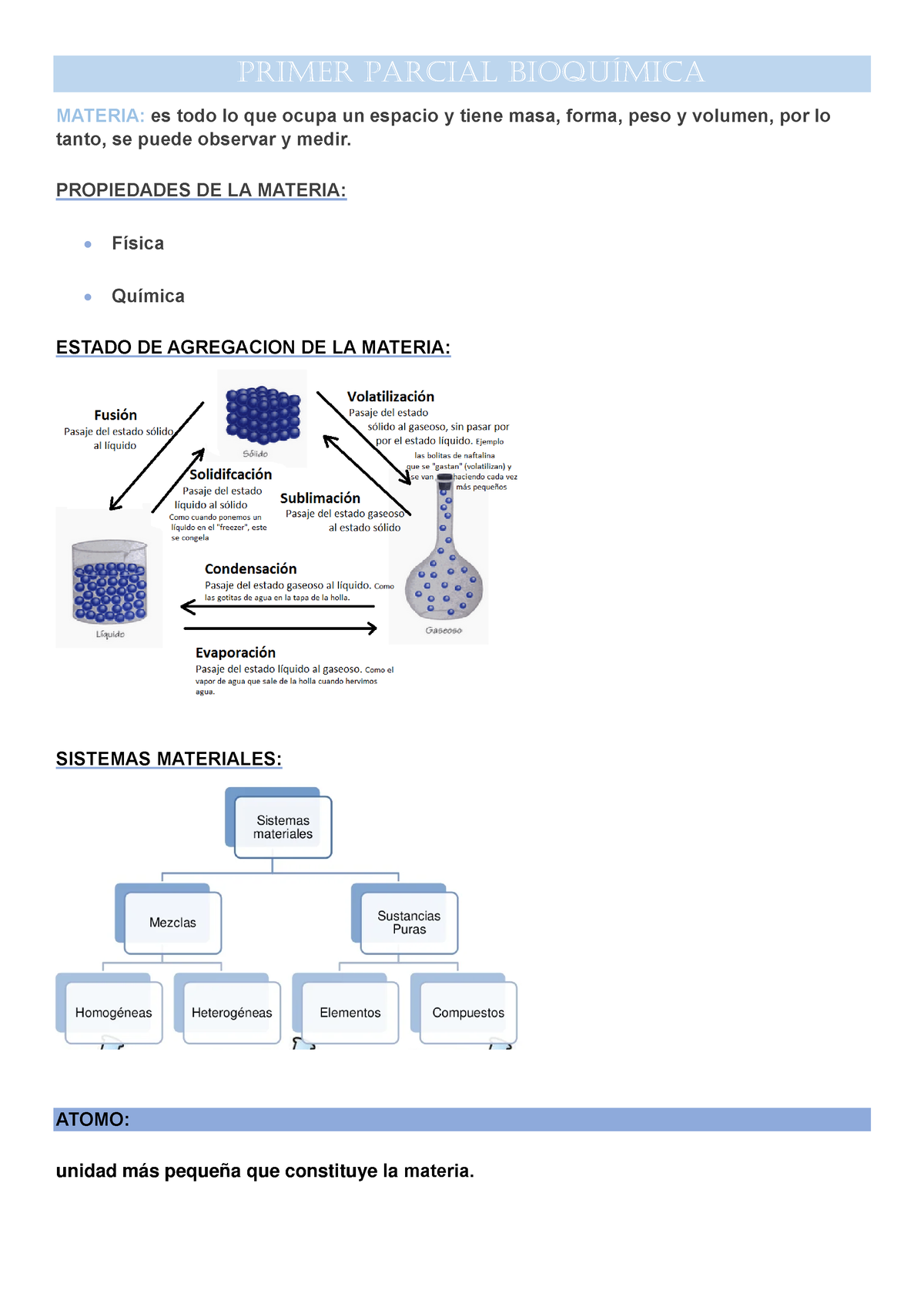 Primer Parcial Bioquimica - Primer Parcial Bioquímica MATERIA: Es Todo ...