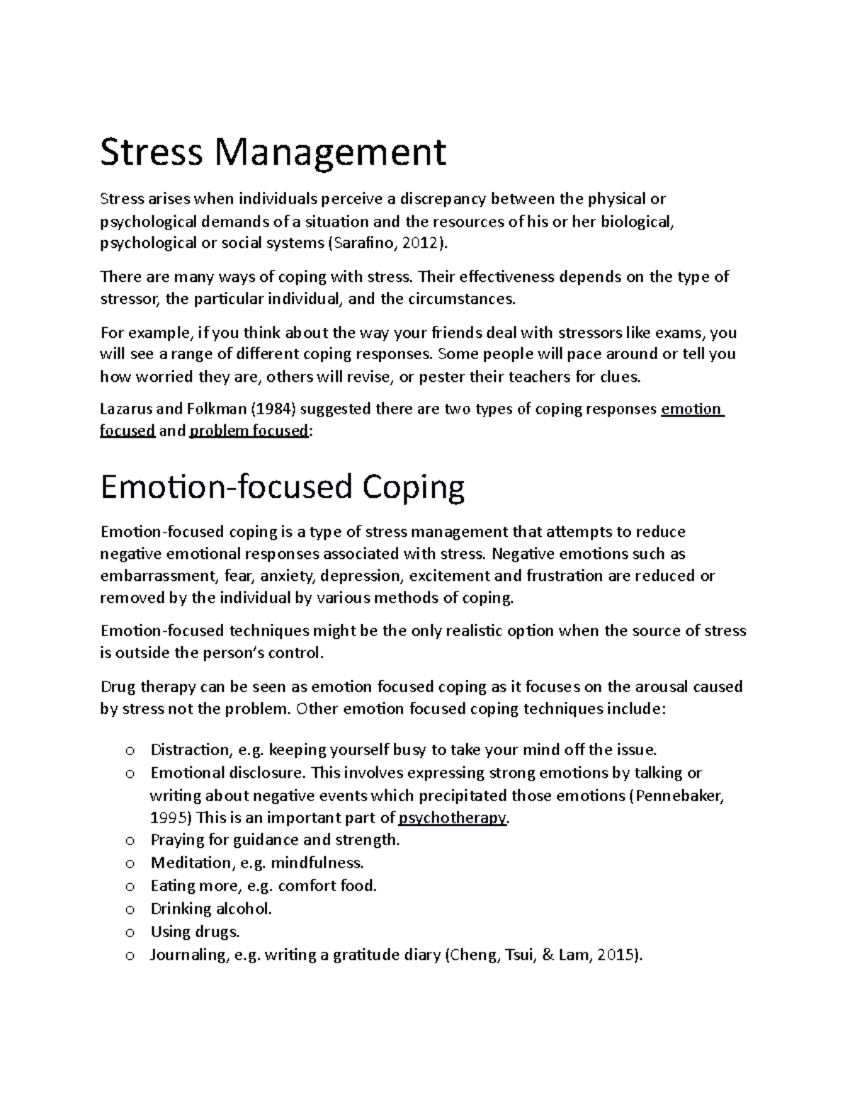 Lecture 13 Stress Management - Stress Management Stress Arises When ...