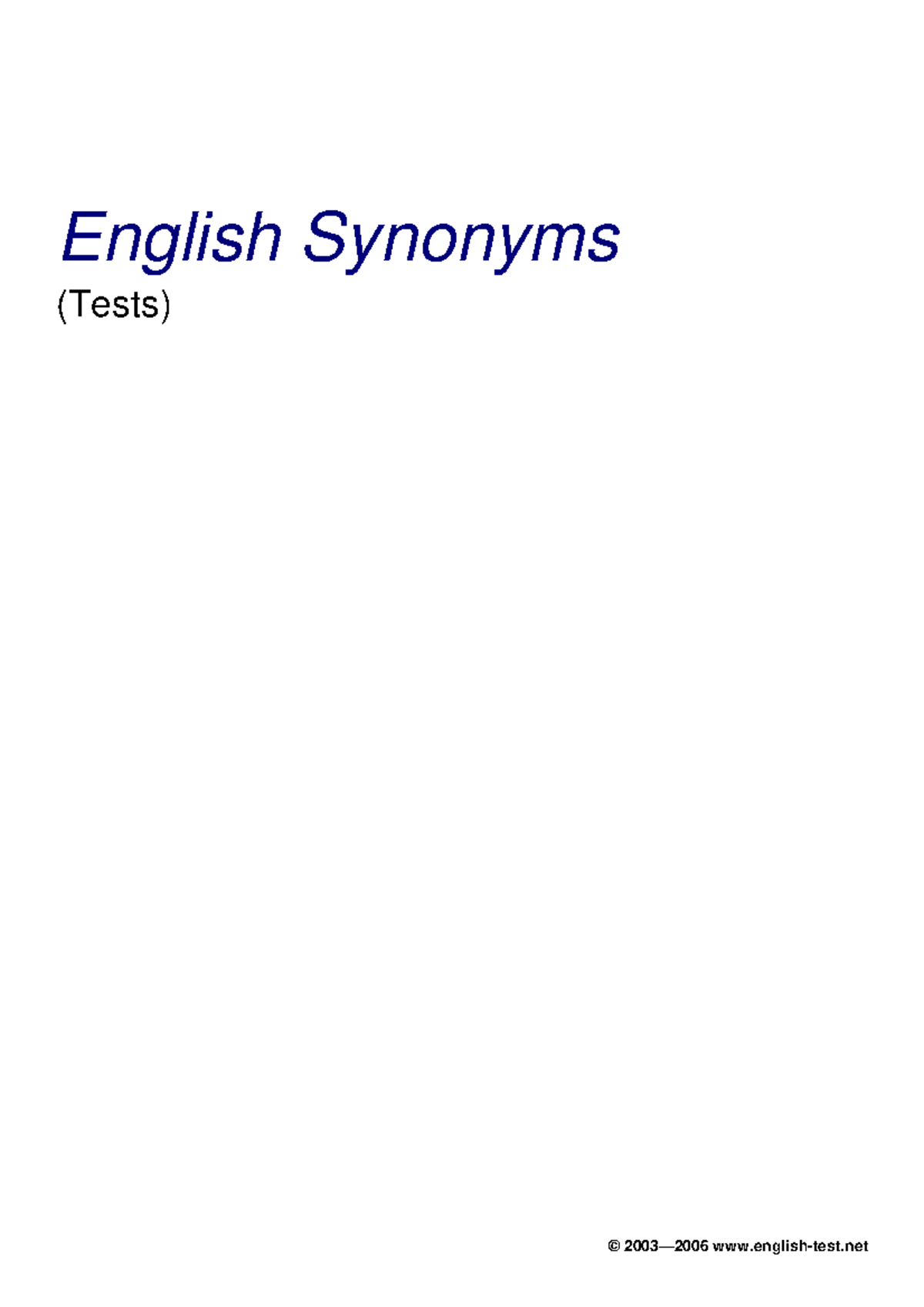 Englishsynonymstests (www.arsanjan English Synonyms (Tests) English