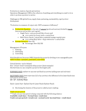 OIM notes exam 3 - Created own OIM Final practice terms for final. - Q ...