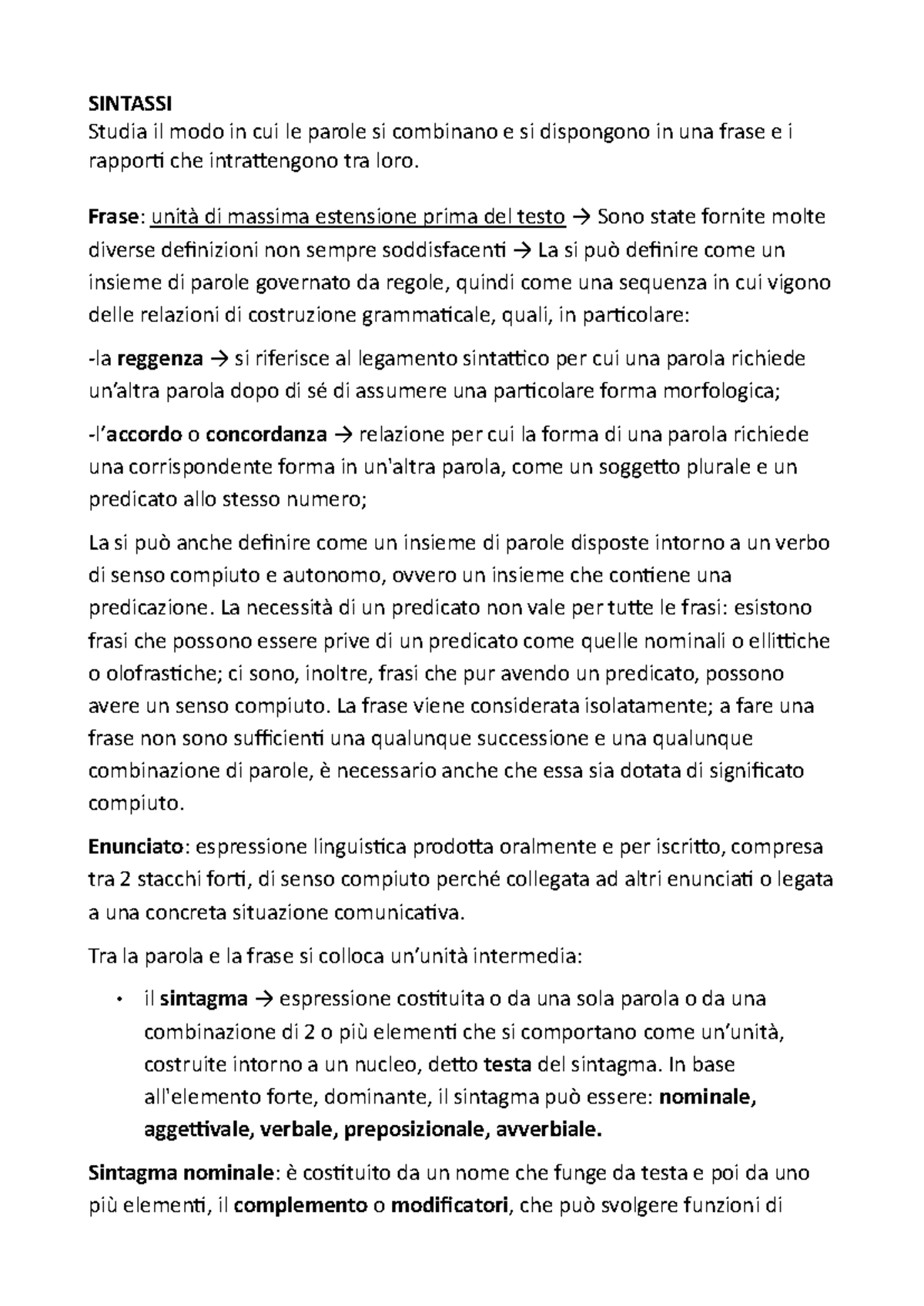 Cap. 4 Sintassi - Lingua e linguistica italiana - SINTASSI Studia il ...