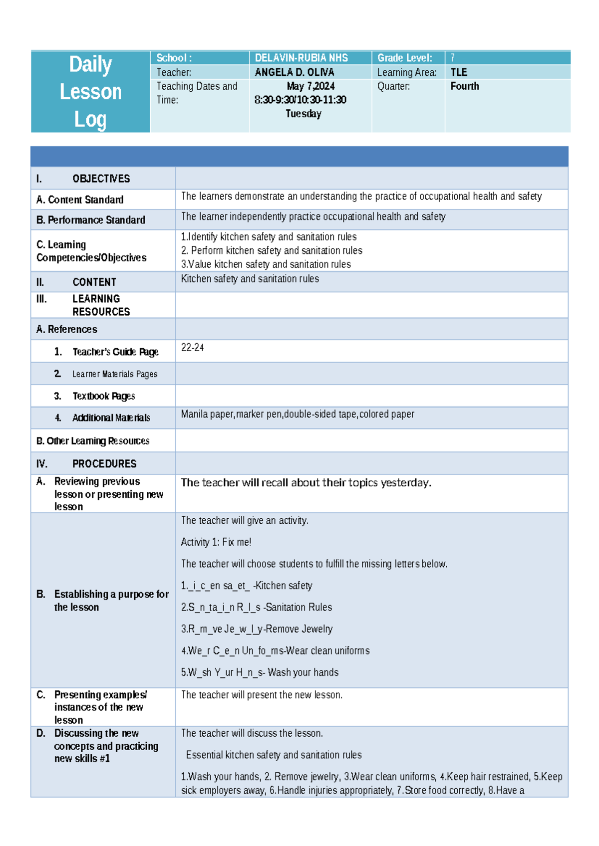 DLL TLE 2 Copy - Dlp - Daily Lesson Log School : DELAVIN-RUBIA NHS ...
