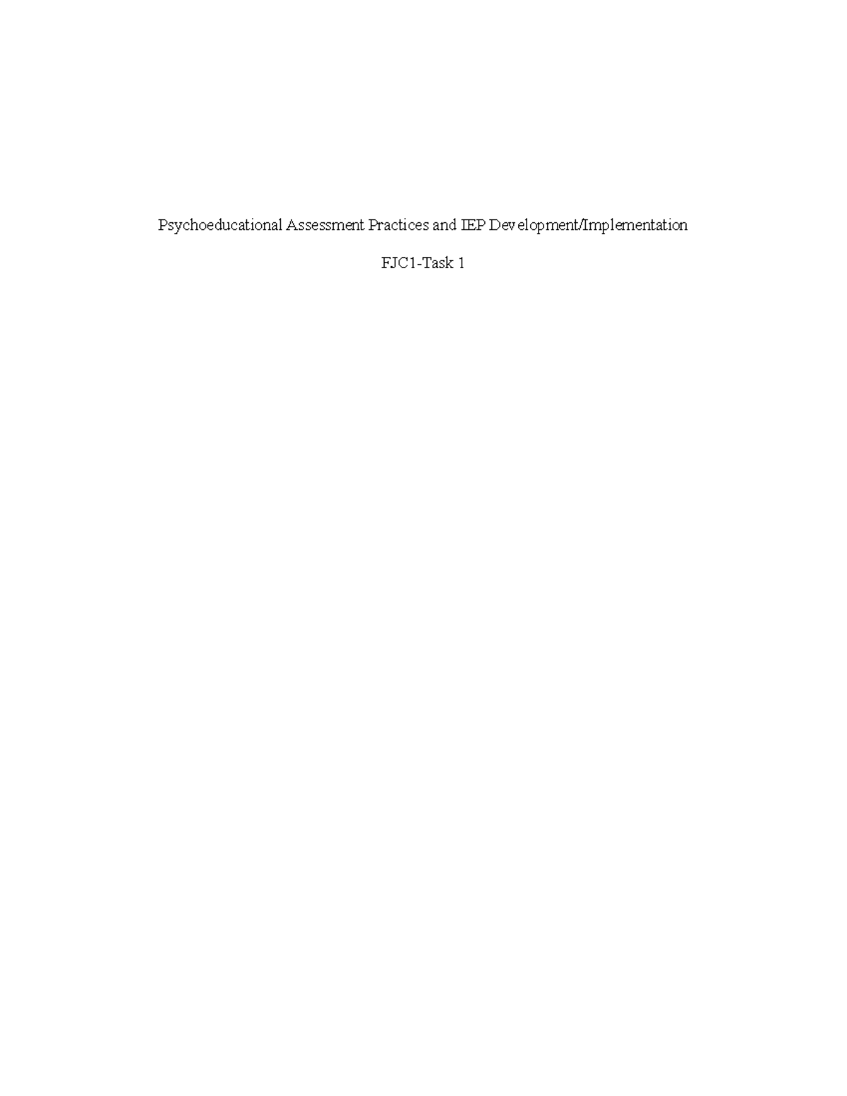 FJC1 Psychoeducational Assessment Practices and IEP Development ...