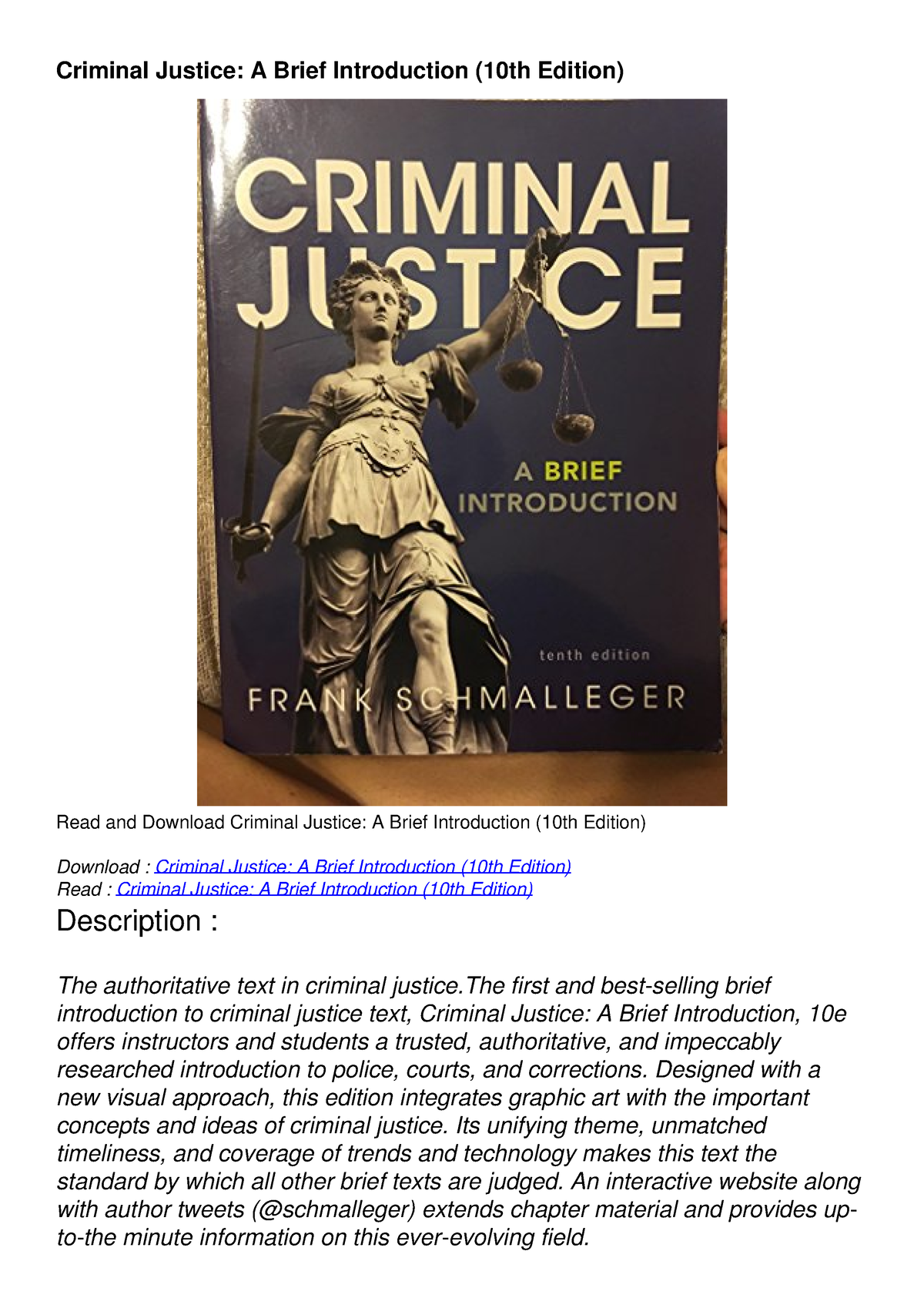 Get [PDF] Download Criminal Justice: A Brief Introduction (10th Edition ...