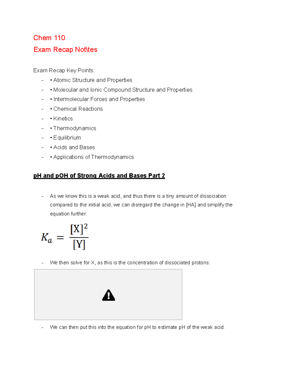 1.49 Chemistry 110 Summary Notes- from lecture - Chem 110 Exam Recap ...