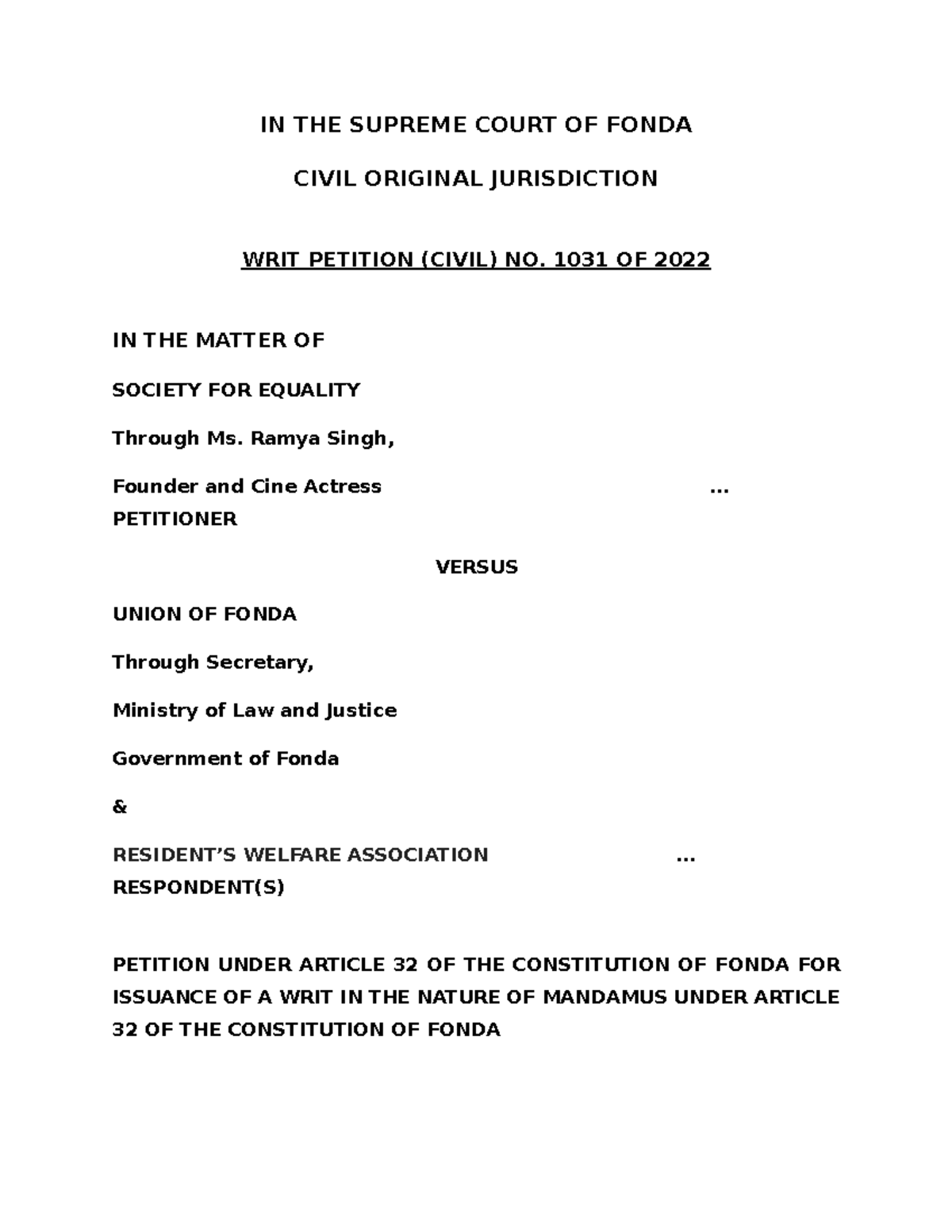 writ-petition-in-the-supreme-court-of-fonda-civil-original