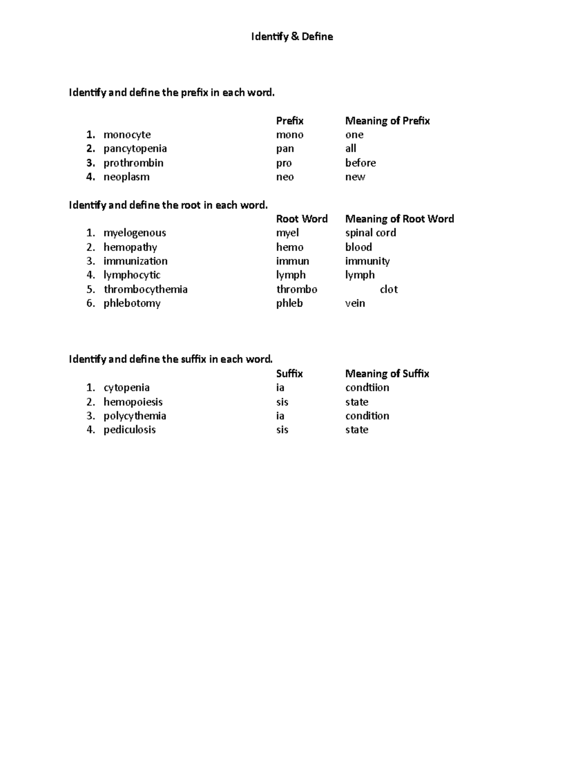 Med term module 6 - Lecture notes - Identify & Define Identify and ...