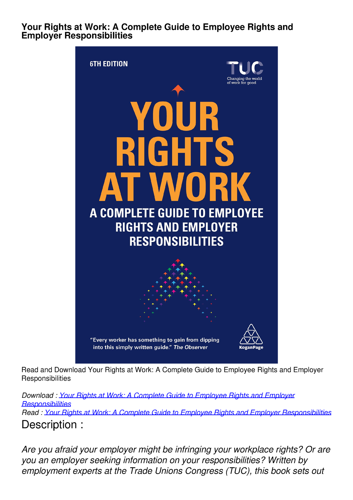 [PDF READ ONLINE] Your Rights At Work: A Complete Guide To Employee ...