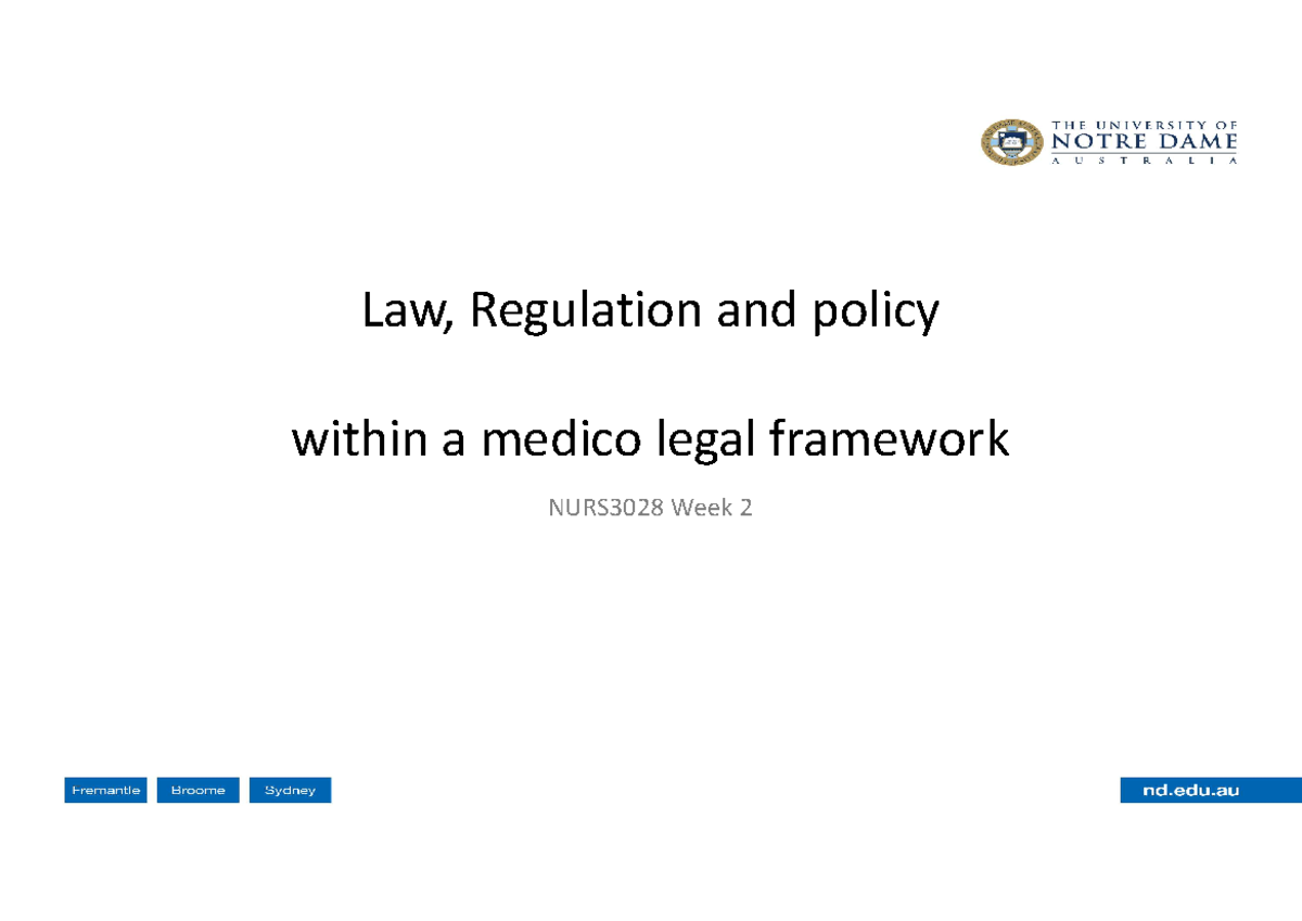 Nurs3028 Lecture Two- Students Copy - Law, Regulation And Policy Within 